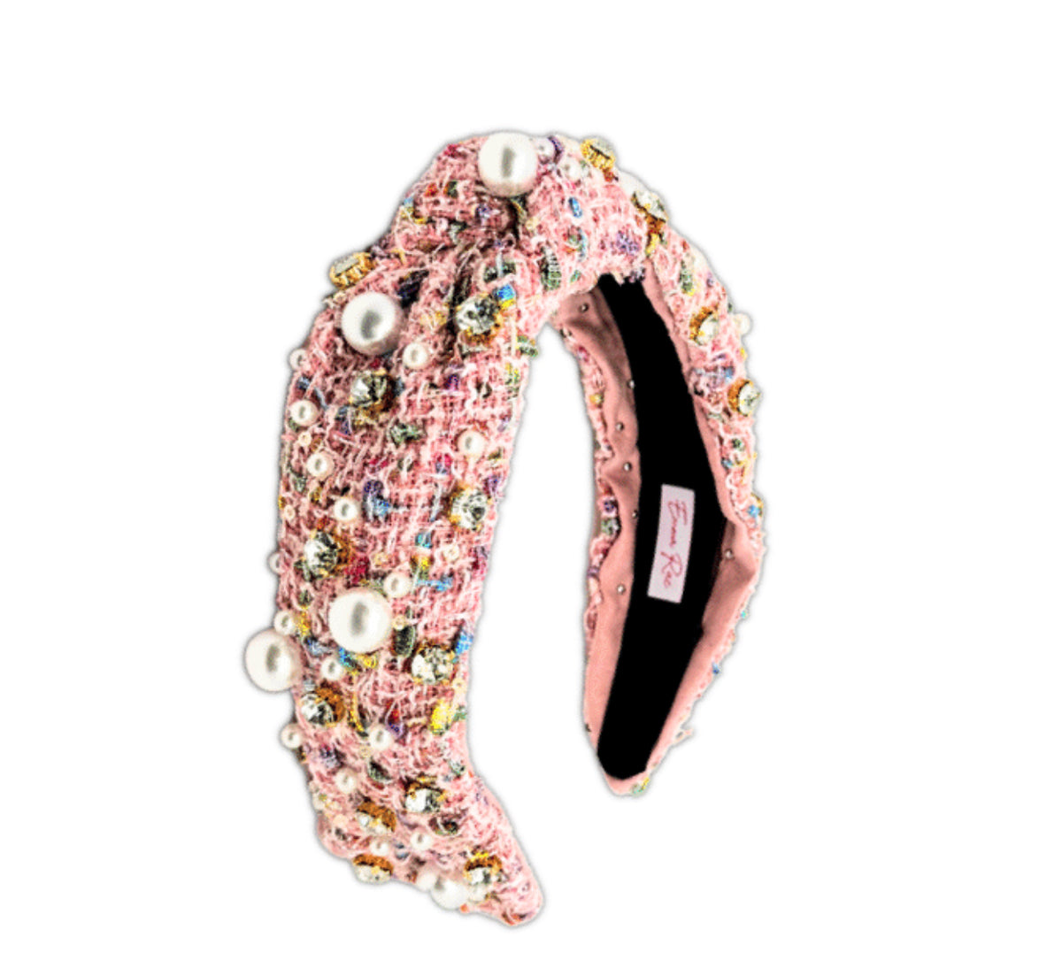 Pink Tweed Embellished Headband