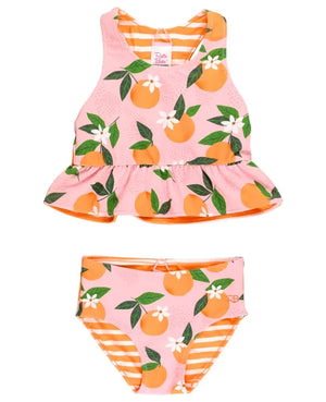 RuffleButts Orange You The Sweetest Reversible Peplum Tankini Set