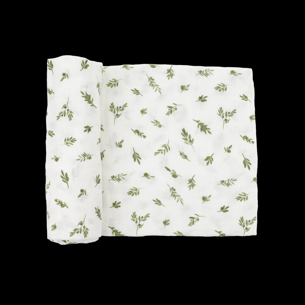 Little Unicorn Organic Cotton Muslin Swaddle Blanket / Olive Branch