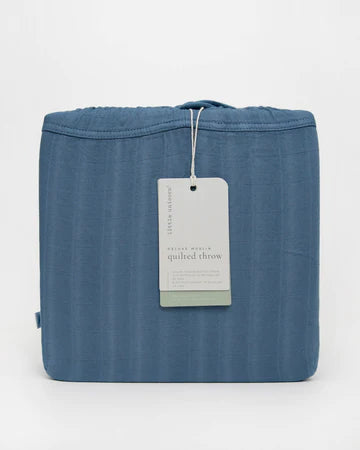 Little Unicorn Deluxe Muslin Quilted Throw (60"x72")  / Blue Dusk