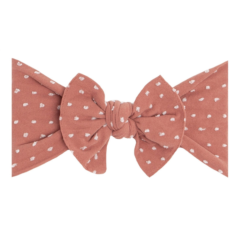 Baby Bling Shabby Knot Headband / Putty with White Dots