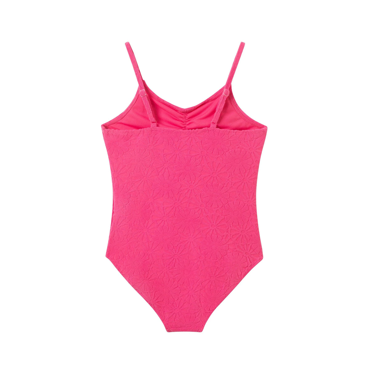 Tween Pink Daisy Terry One-Piece Swimsuit