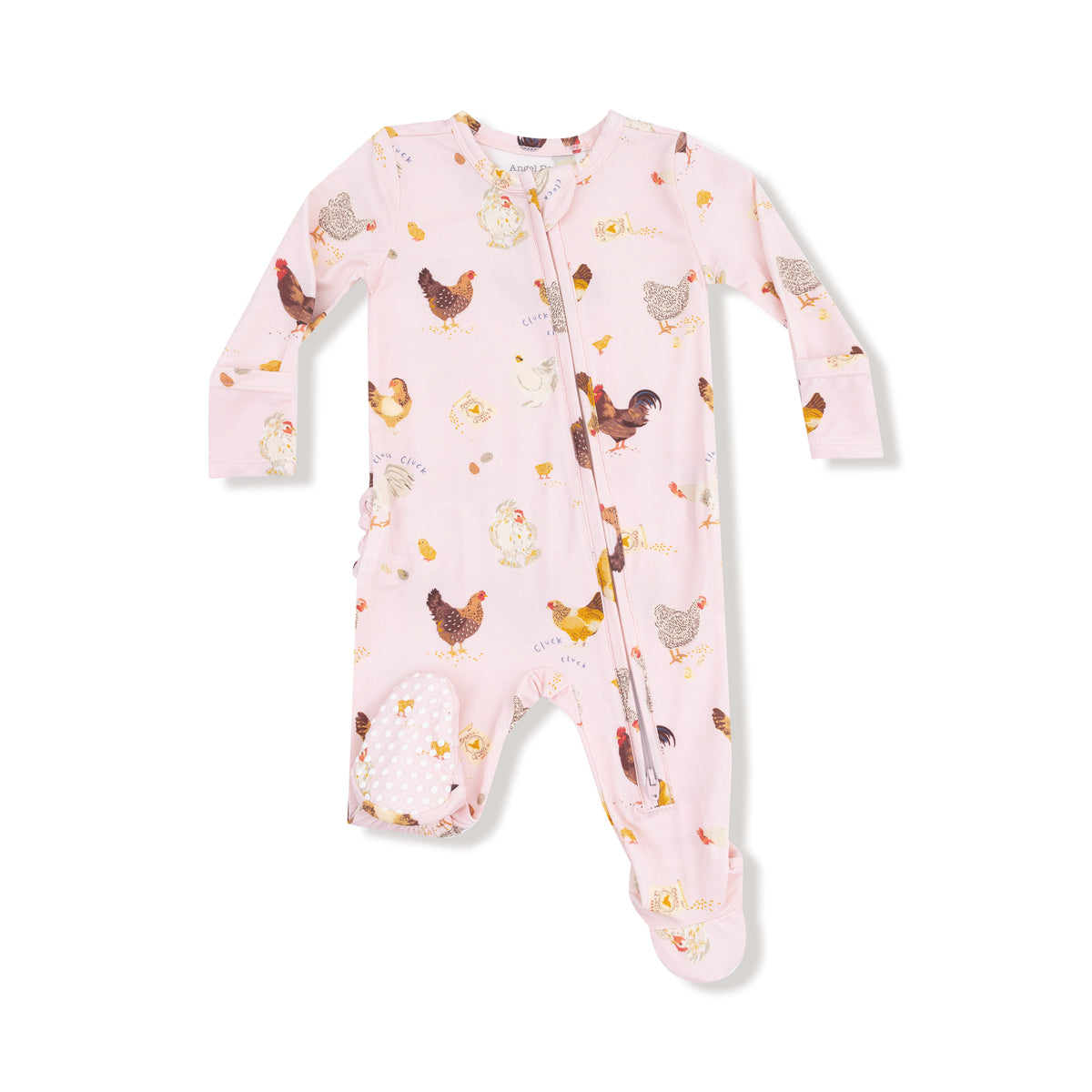 Pink Chickens 2 Way Ruffle Zipper Footie