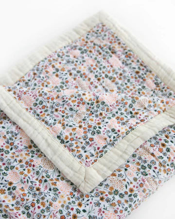 Little Unicorn Cotton Muslin Quilted Throw (60"x72")  / Pressed Petals