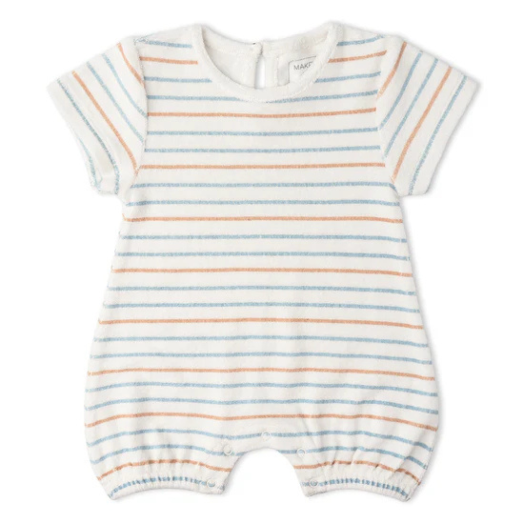 Organic Short Romper / Cabana Stripes