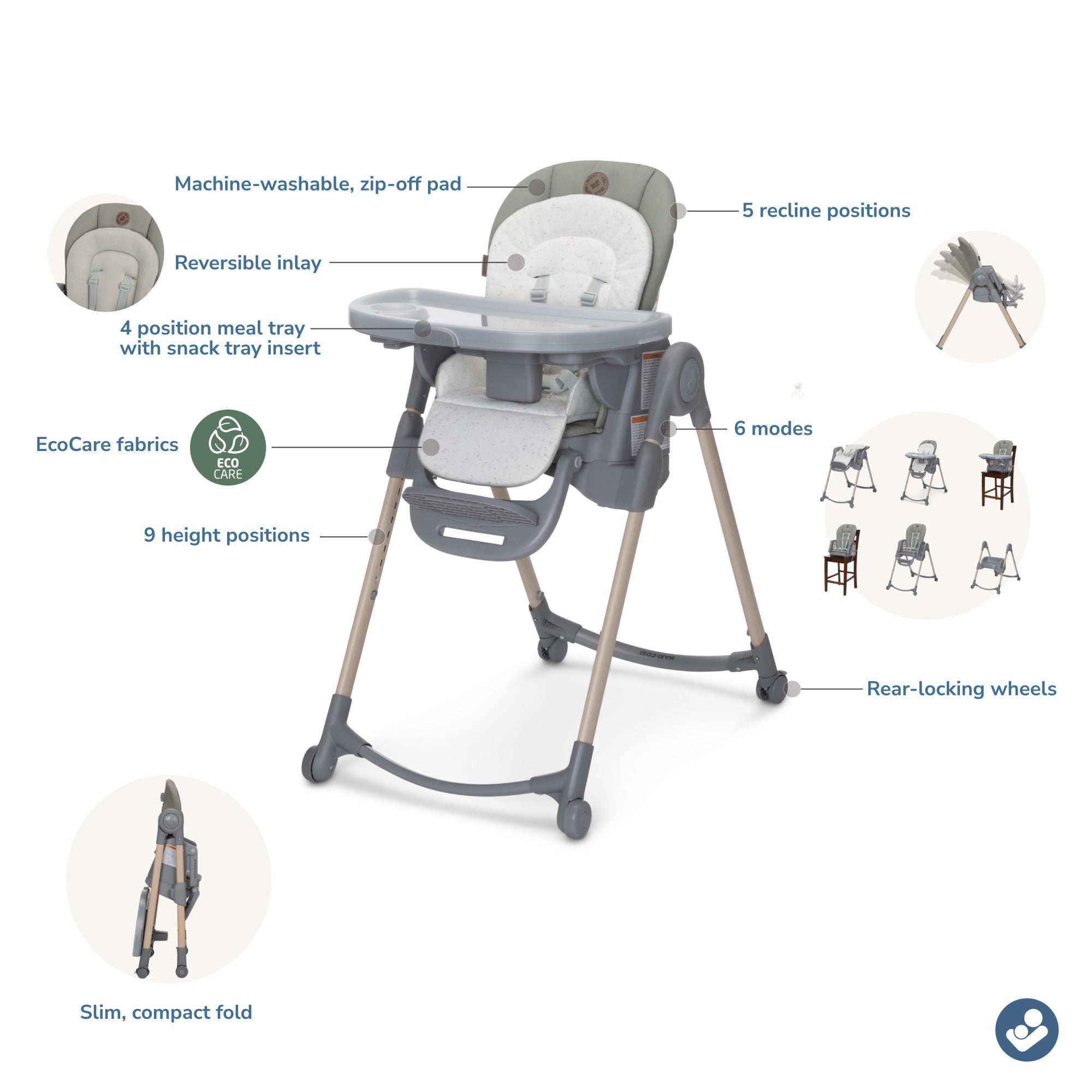 maxi cosi how to fold Maxi-Cosi Minla 6-In-1 High Chair