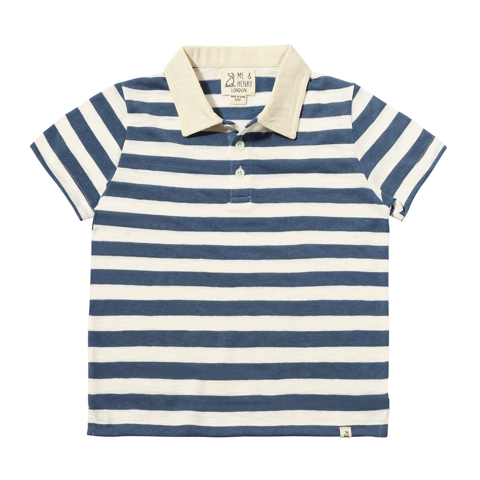Me & Henry Anchor Polo / Navy & White Stripes