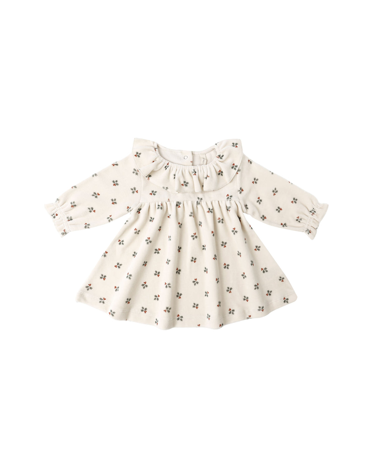 Quincy Mae Velour Baby Dress / Holly Berry