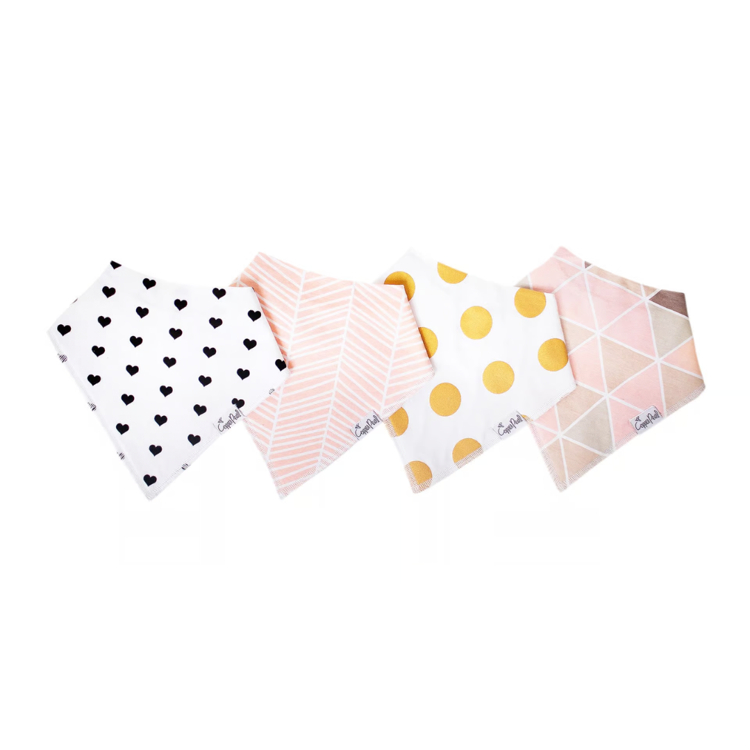 Copper Pearl Bandana Bibs / Blush Baby