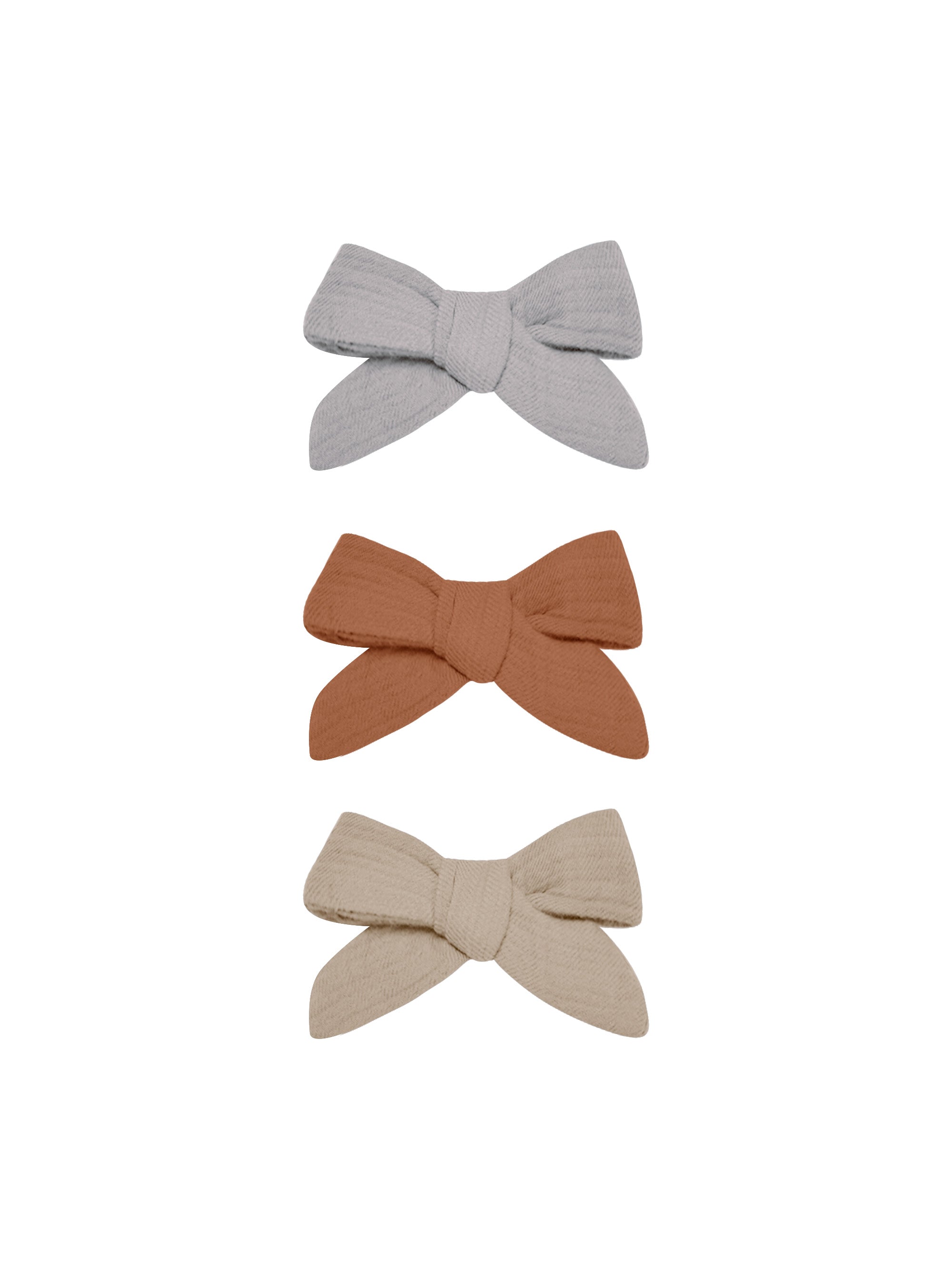 Quincy Mae Bow Clip Set / Periwinkle, Clay & Oat