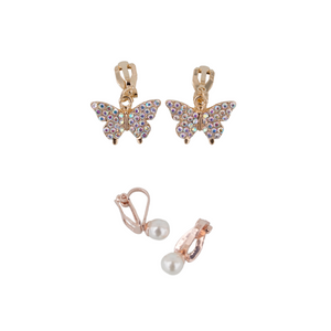 Butterfly Clip On Earrings Set