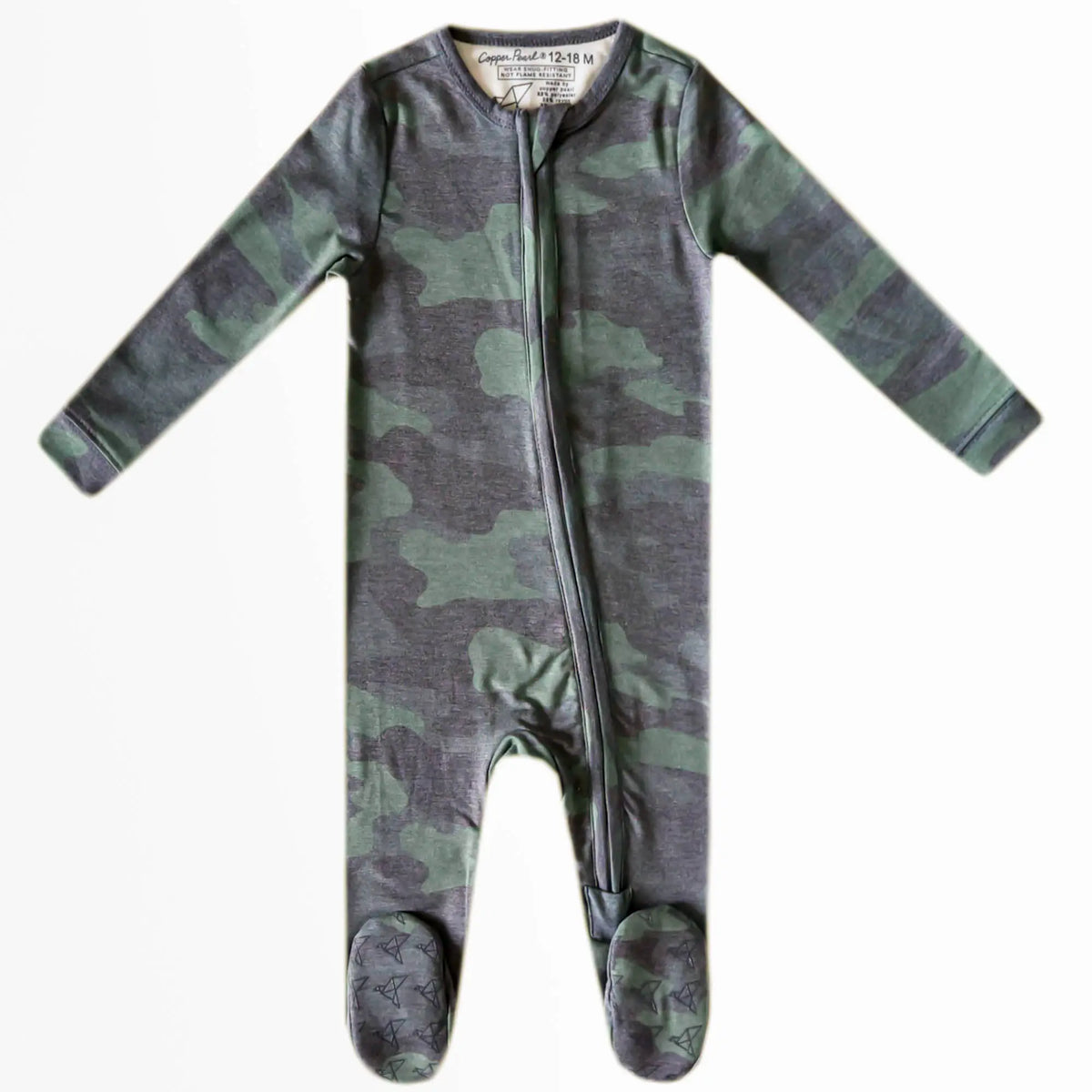 Copper Pearl Zip-Up Footie / Hunter