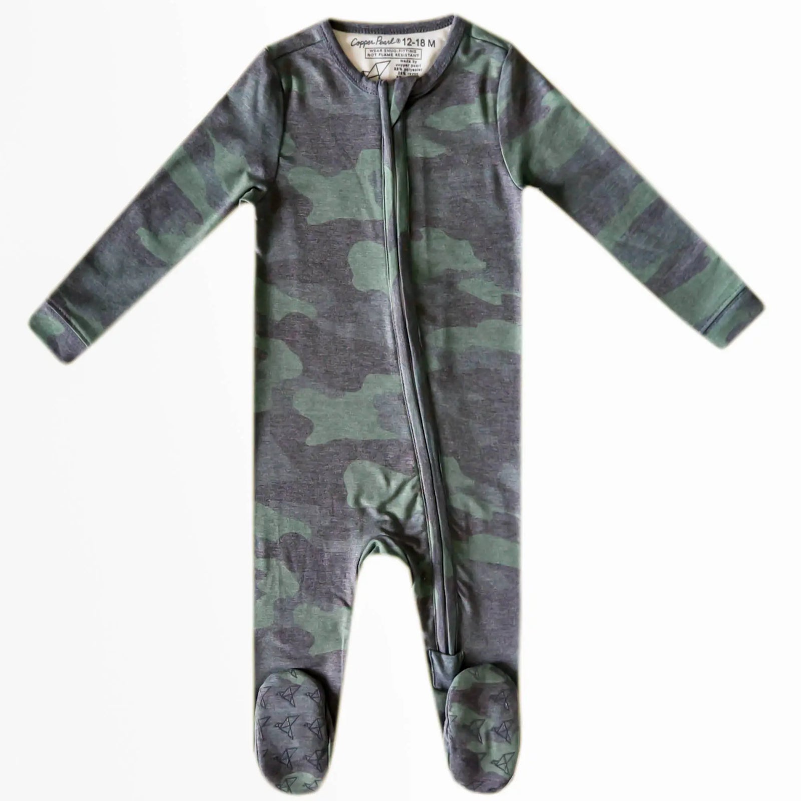 Copper Pearl Zip-Up Footie / Hunter
