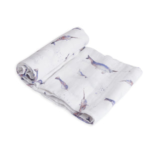 Little Unicorn Cotton Muslin Swaddle / Narwhal