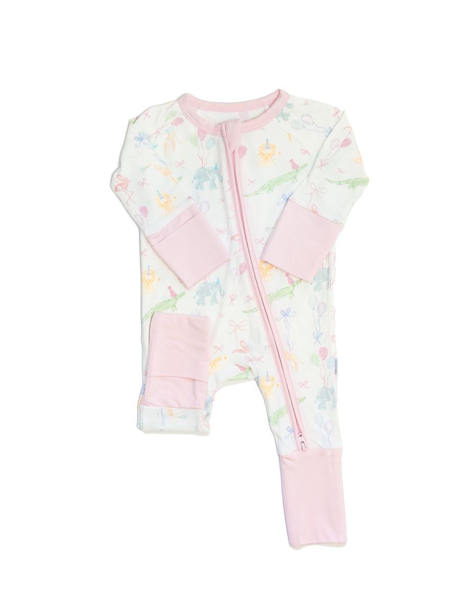 Convertible Zip Sleep Romper / Birthday Zoo Animals