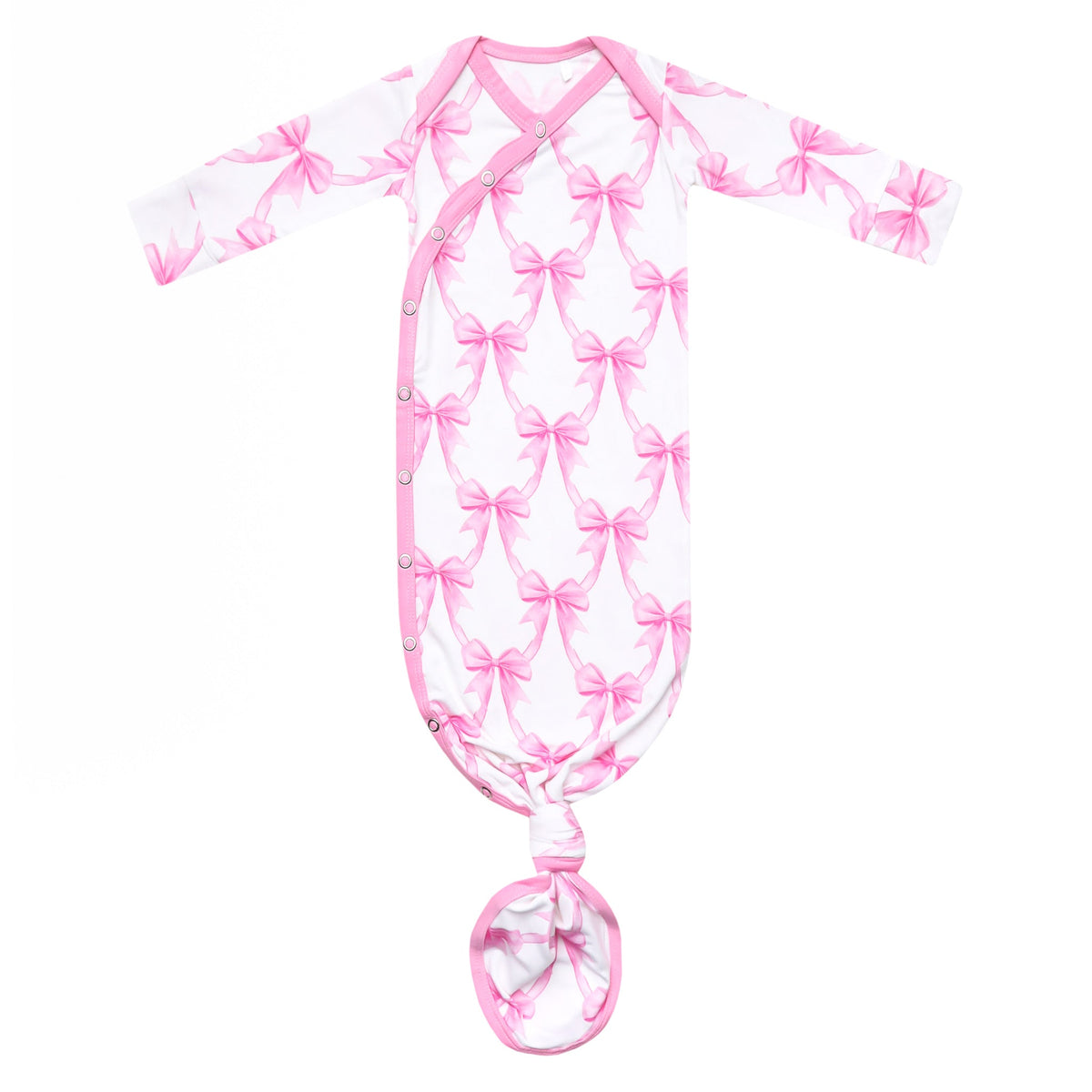 Copper Pearl Newborn Bamboo Knotted Gown / Bow My Gosh