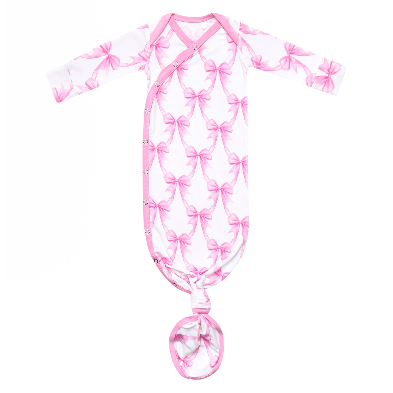 Copper Pearl Newborn Bamboo Knotted Gown / Bow My Gosh