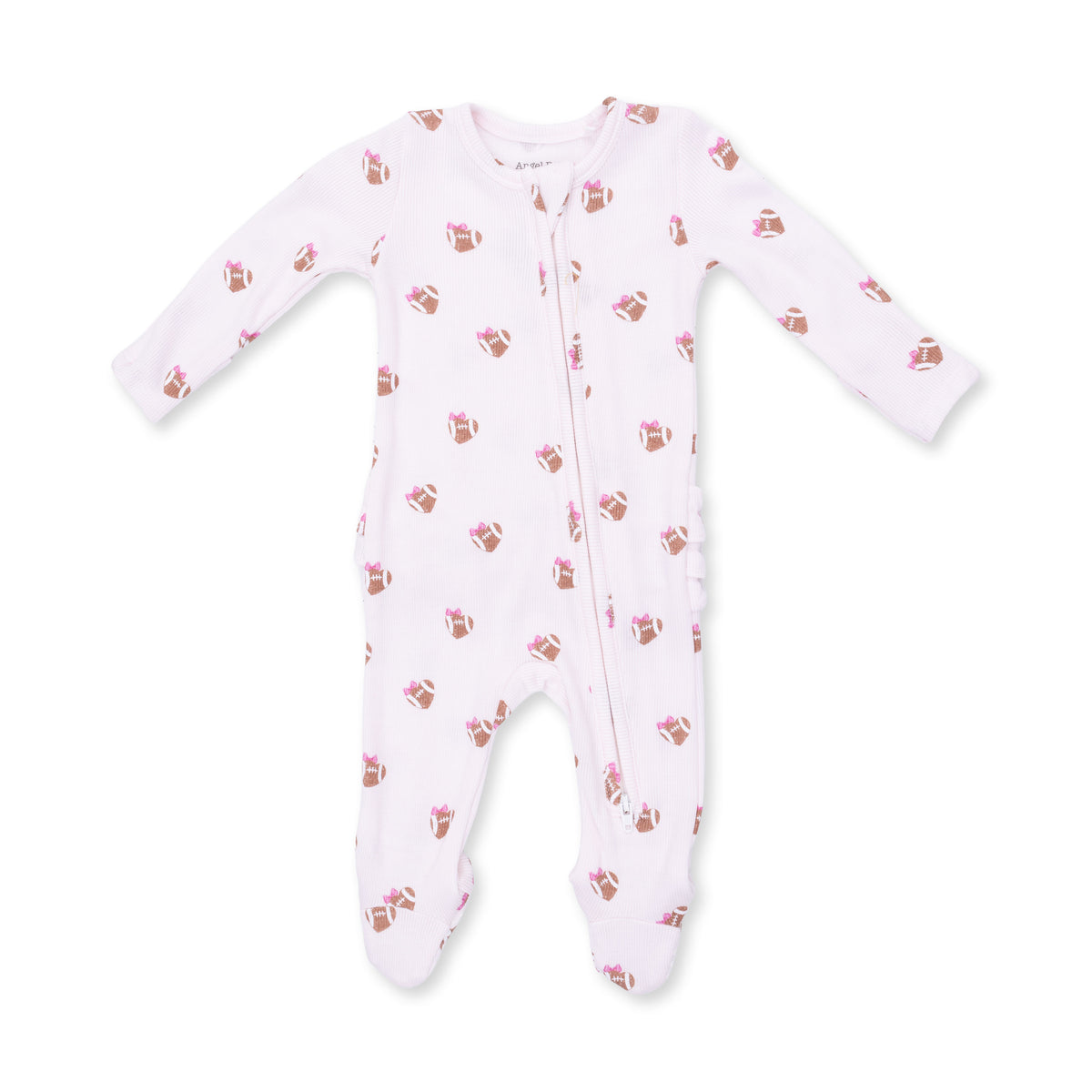 Mini Football Hearts 2 Way Ruffle Back Zipper Footie