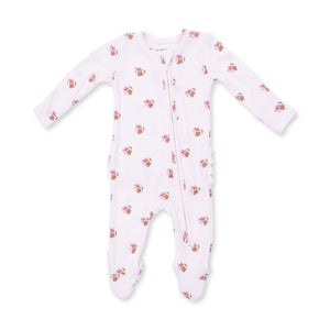 Mini Football Hearts 2 Way Ruffle Back Zipper Footie