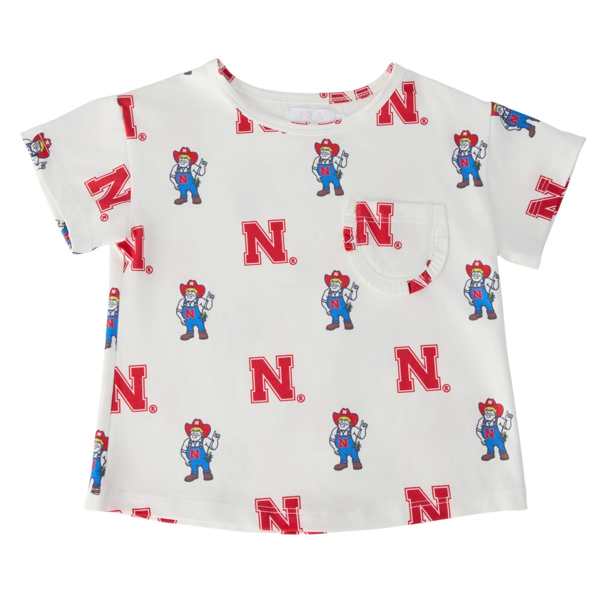 Nebraska White Herbie Husker Pocket Tee