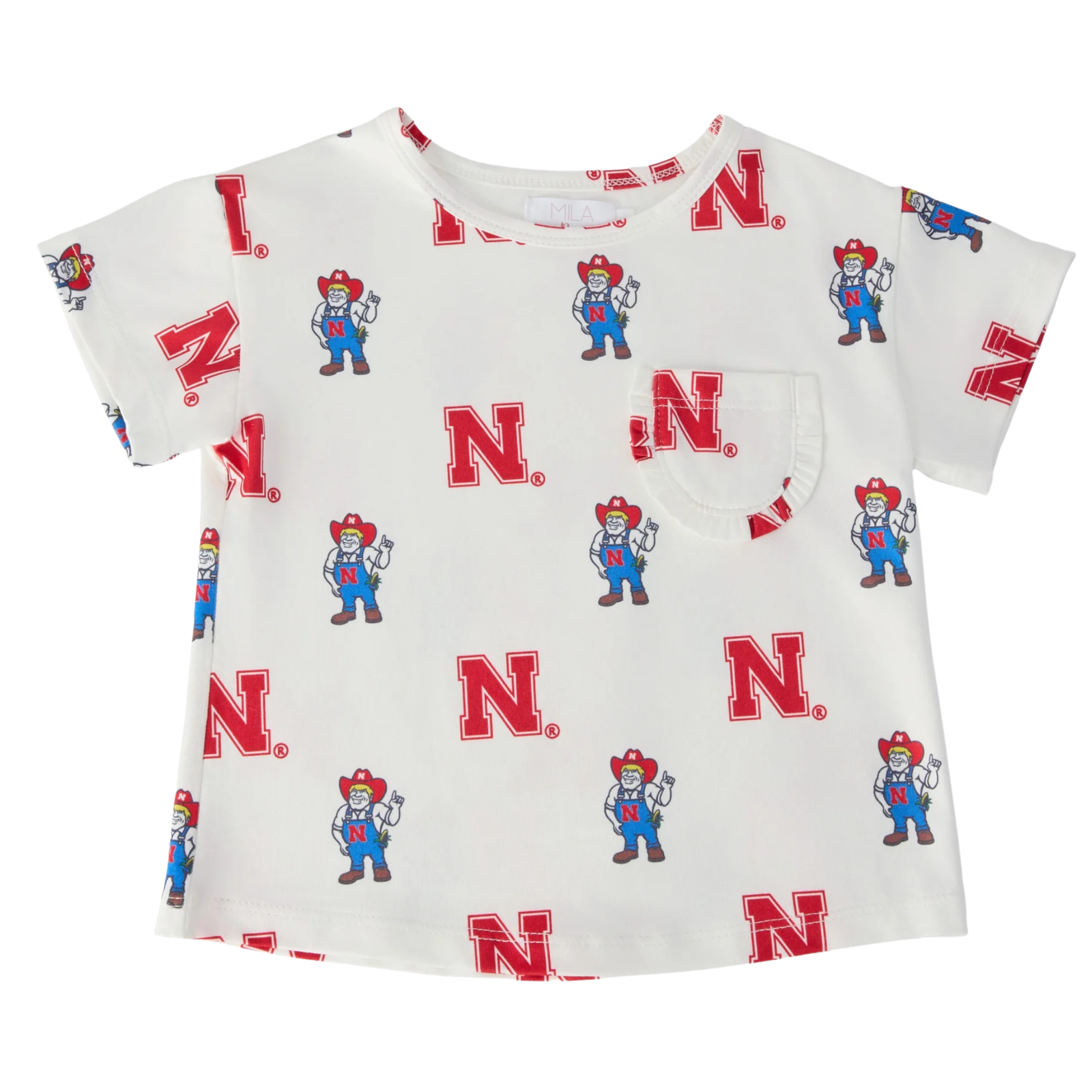 Nebraska White Herbie Husker Pocket Tee