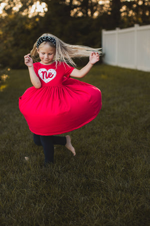 Floral Heart Pocket Twirl Dress