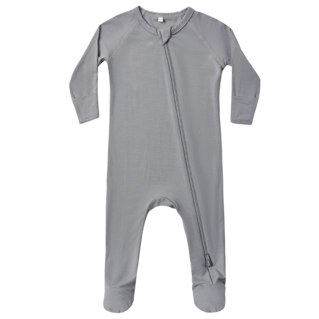 Quincy Mae Bamboo Zip Footie / Slate