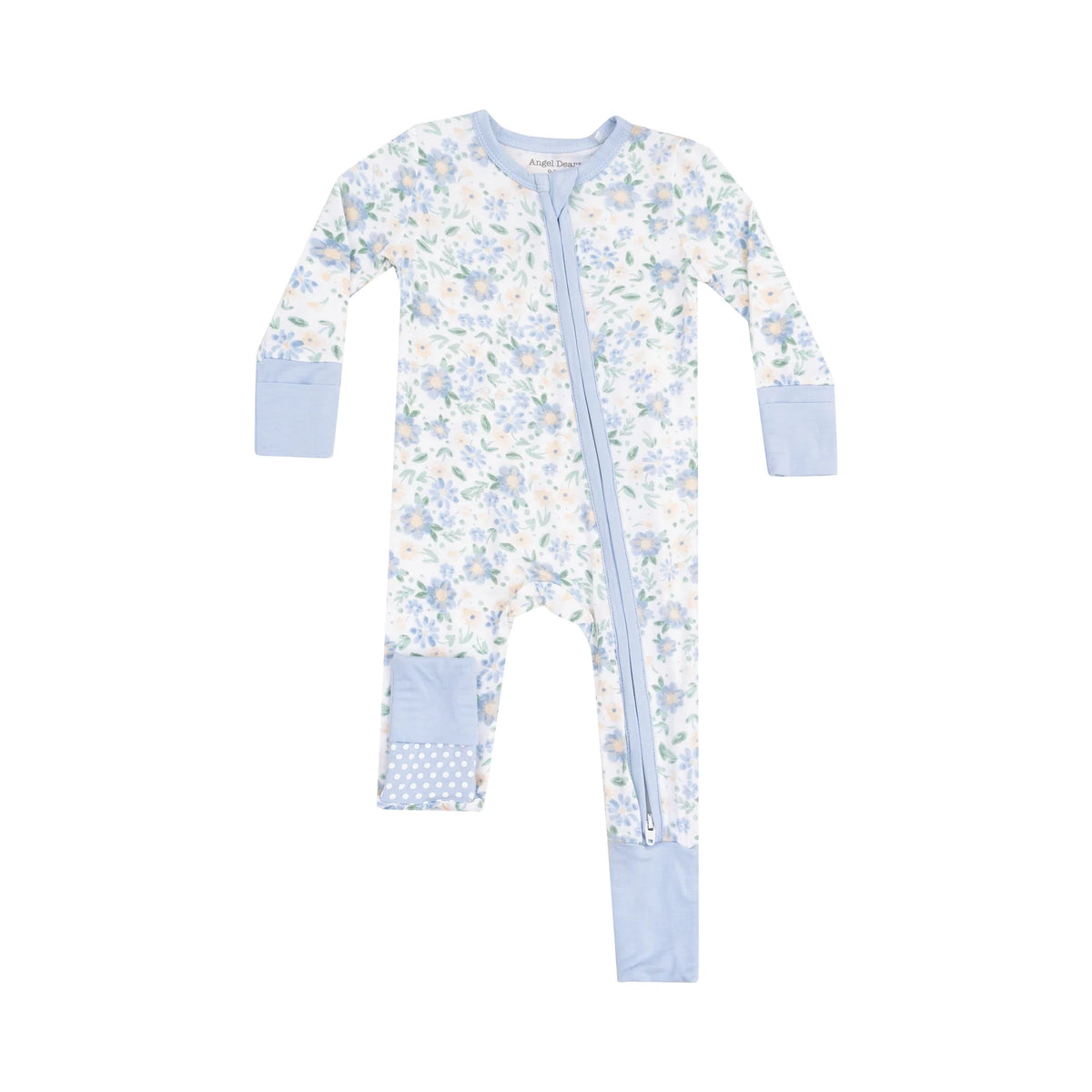 Baby Blue Veronical Floral 2 Way Zipper Convertible Romper