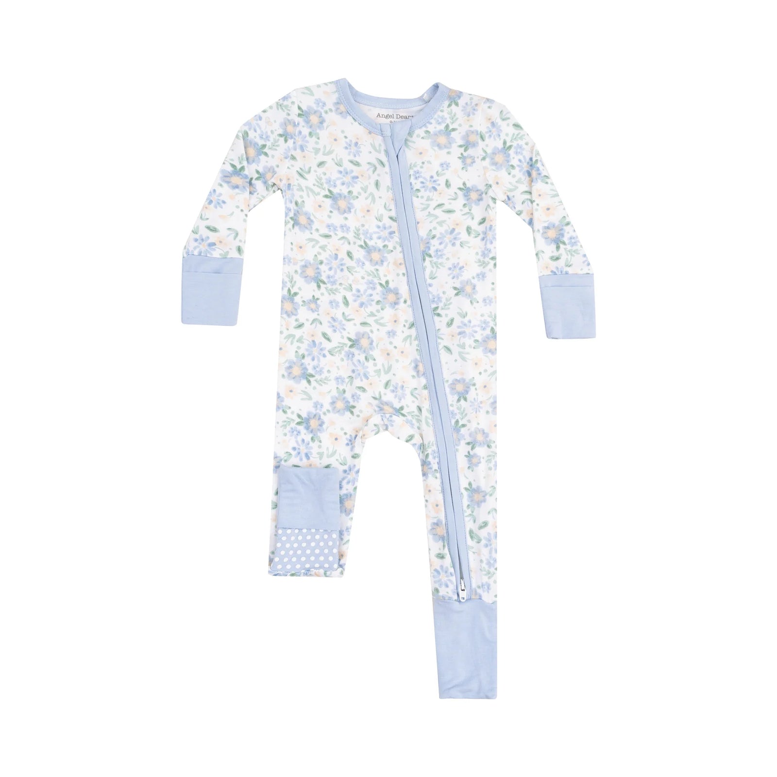 Baby Blue Veronical Floral 2 Way Zipper Convertible Romper