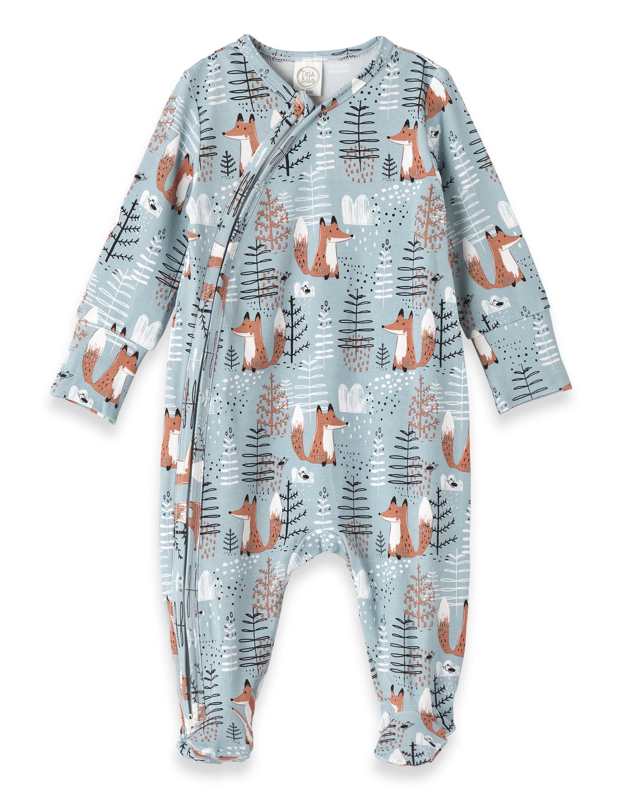 Foxy Forest Bamboo Zipper Footie