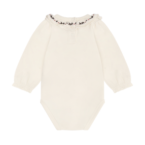 Minymo Floral Collar Bodysuit / Seed Pearl