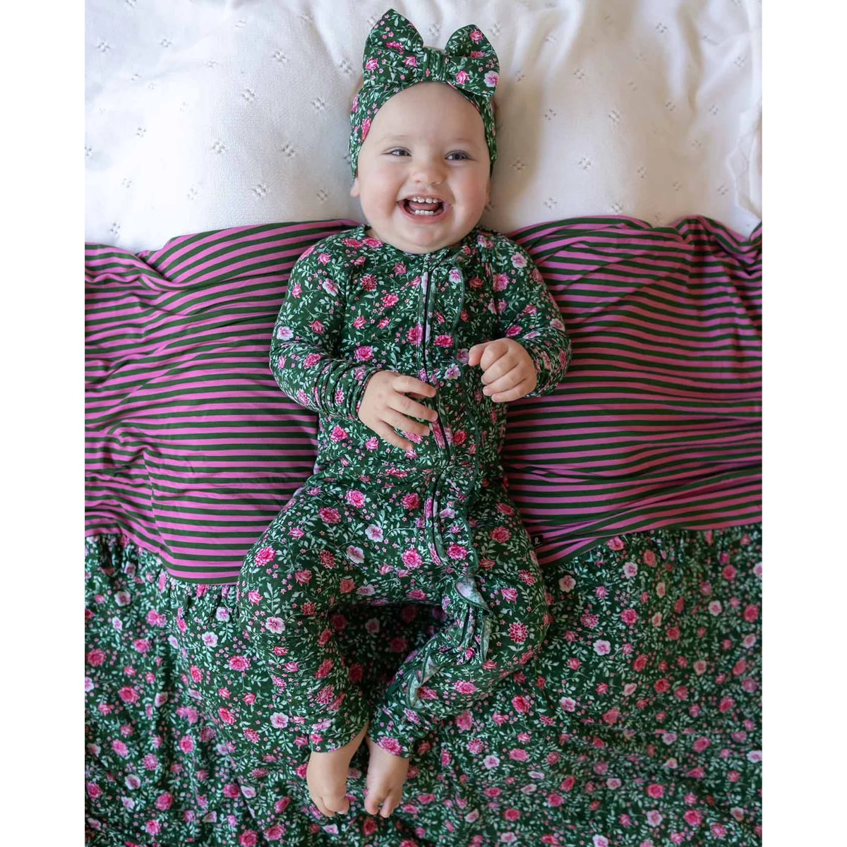 Lev Baby Ruffled Poppy Convertible Romper / Nova Floral