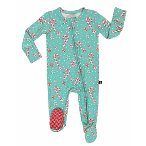 Lev Baby Zippered Footie / Candy Canes