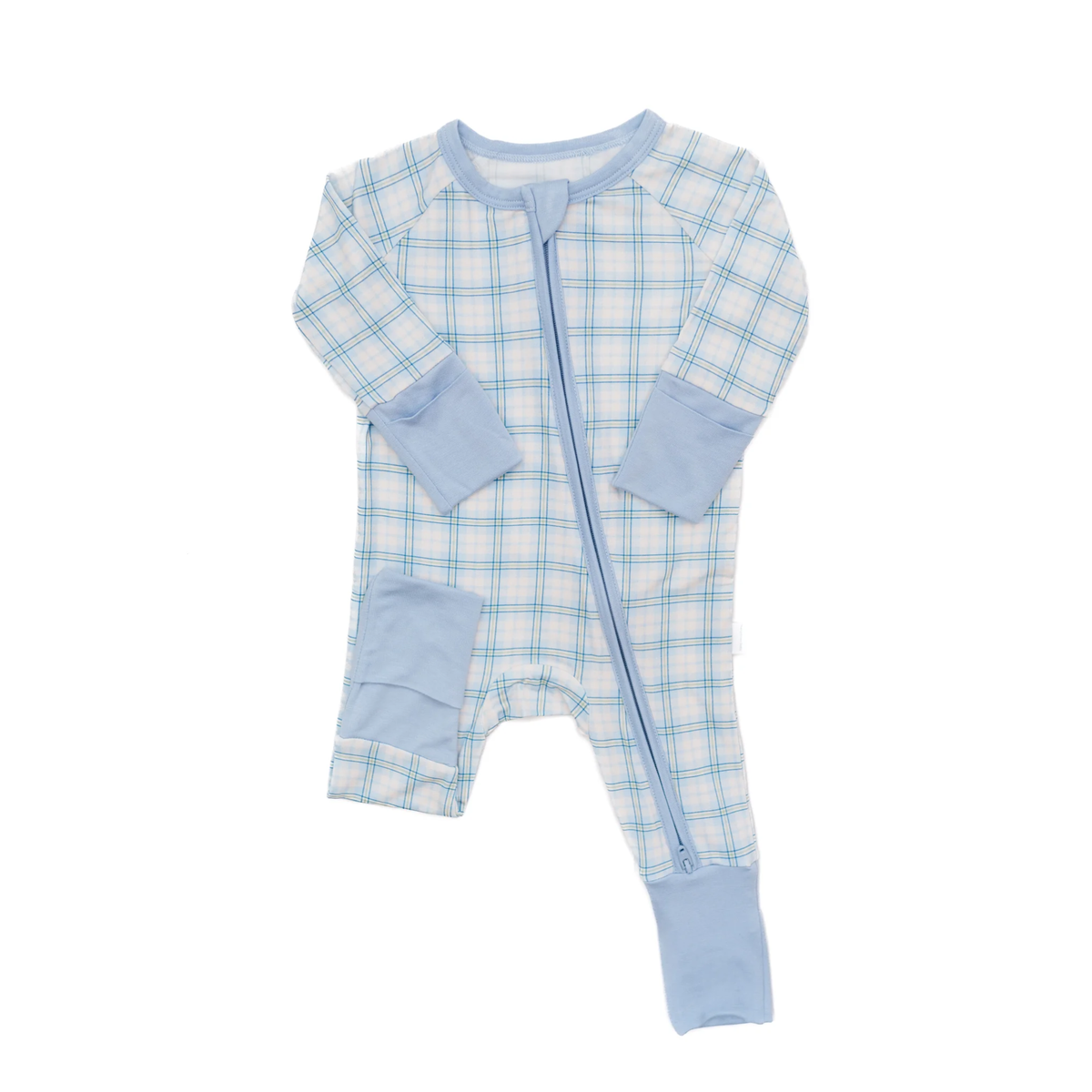 Convertible Zip Sleep Romper / Blue Plaid