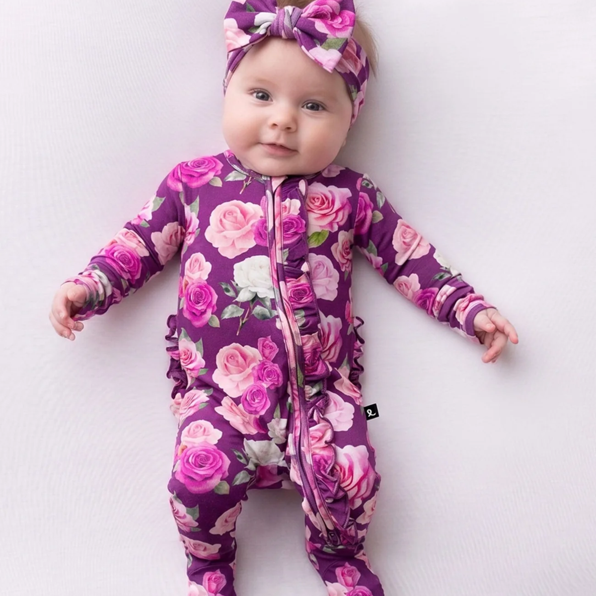 Lev Baby Zippered Footie / Amara Pink Floral