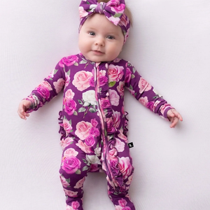 Lev Baby Zippered Footie / Amara Pink Floral