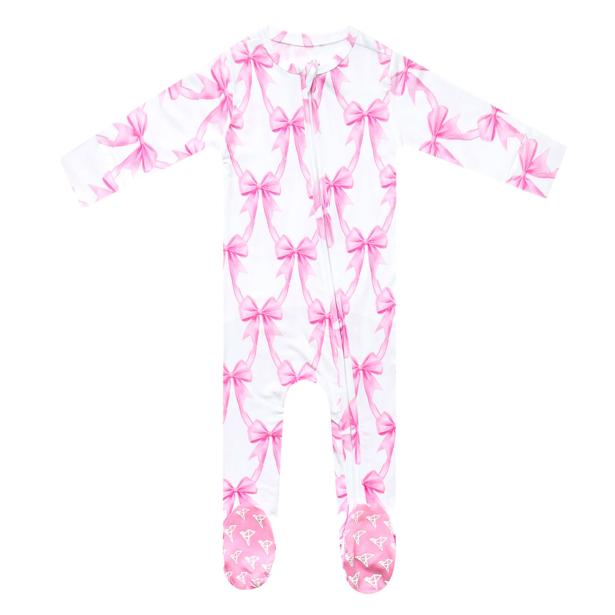 Copper Pearl Bamboo Zip-Up Footie / Bow My Gosh