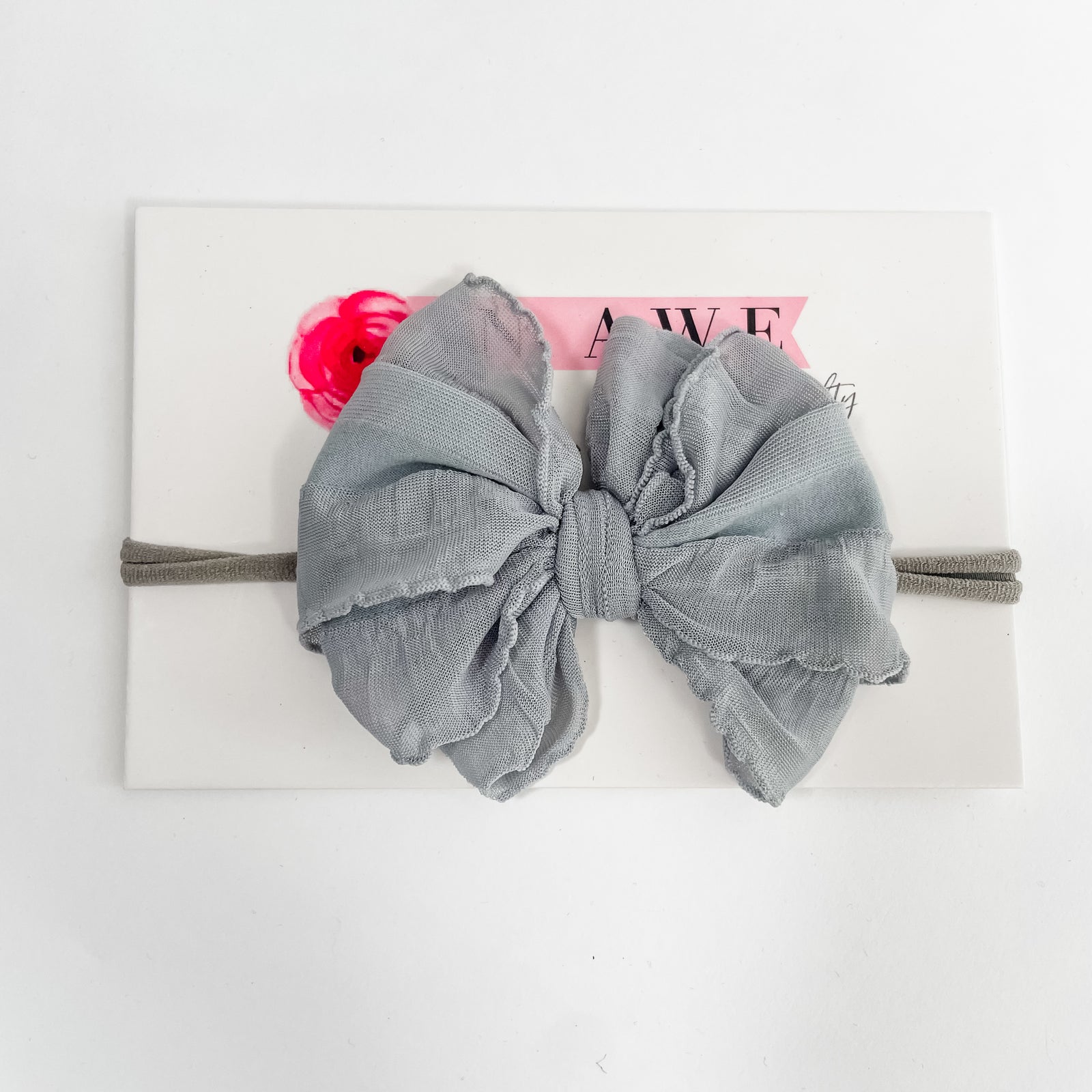 Skinny Mini Ruffle Headband - Sterling Grey