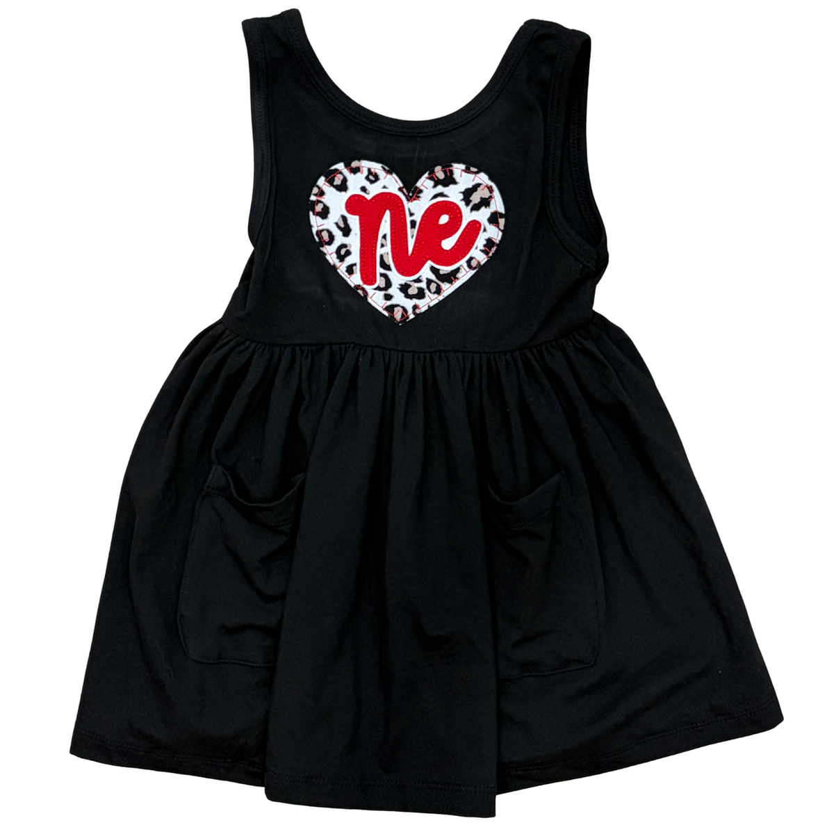 Leopard Script 'Ne' Black Tank Dress