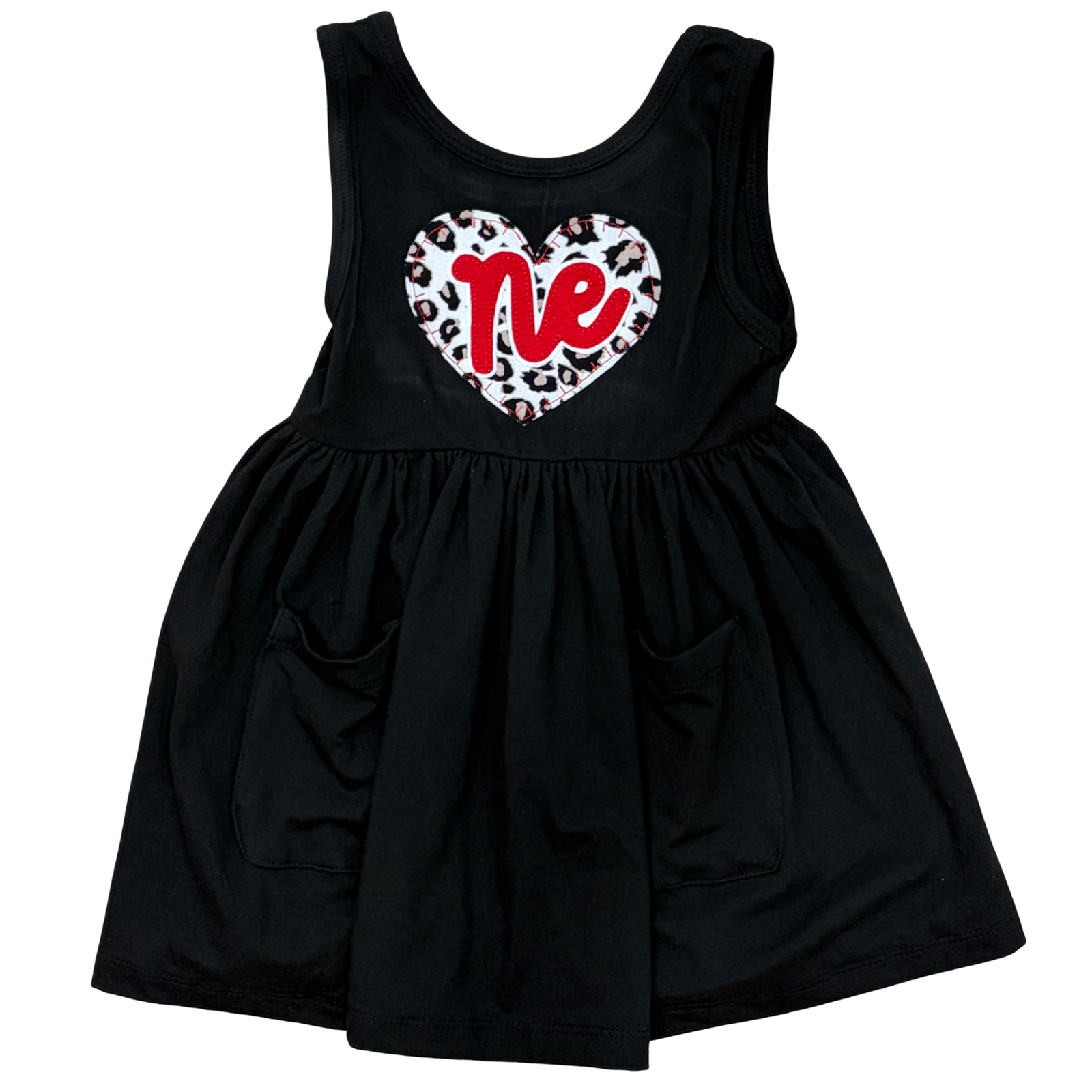 Leopard Script 'Ne' Black Tank Dress