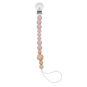 Colour Block Silicone + Wood Bead Pacifier Clip