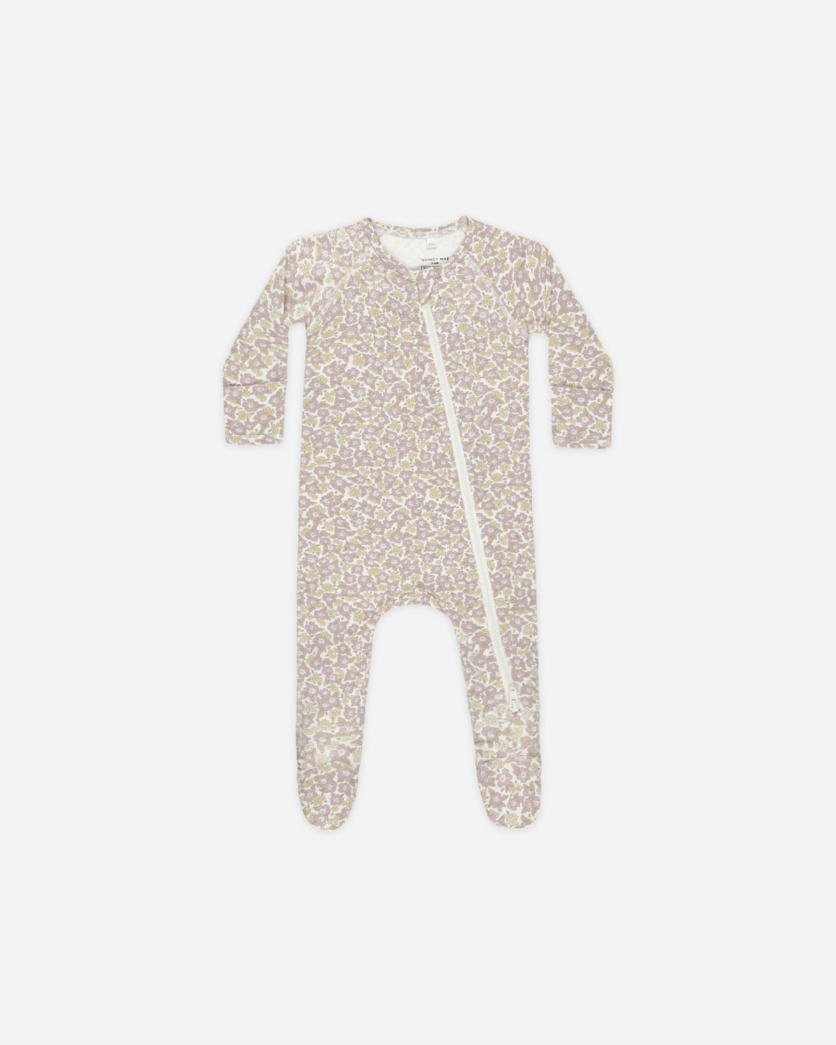 Quincy Mae Bamboo Zip Footie / Purple Floral