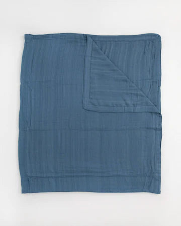 Little Unicorn Deluxe Muslin Quilted Throw (60"x72")  / Blue Dusk