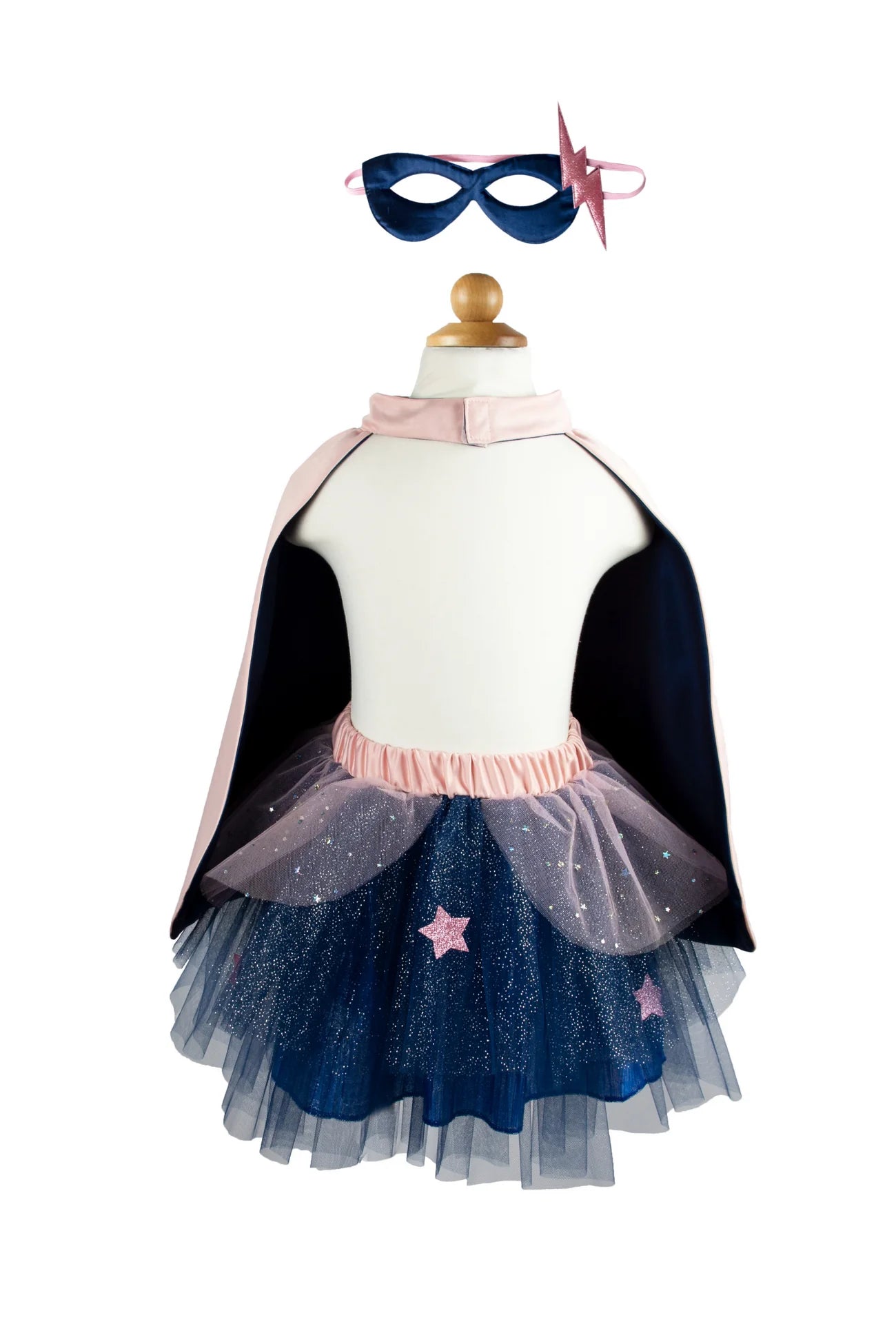 Tutu, Cape & Mask Set - Pink & Navy - 4-6 Years
