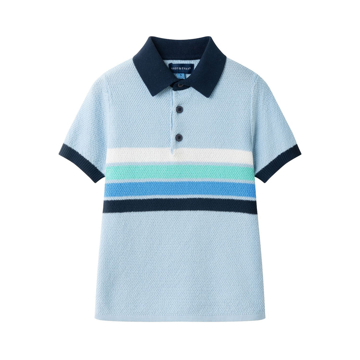 Blue Stripe Sweater Knit Polo