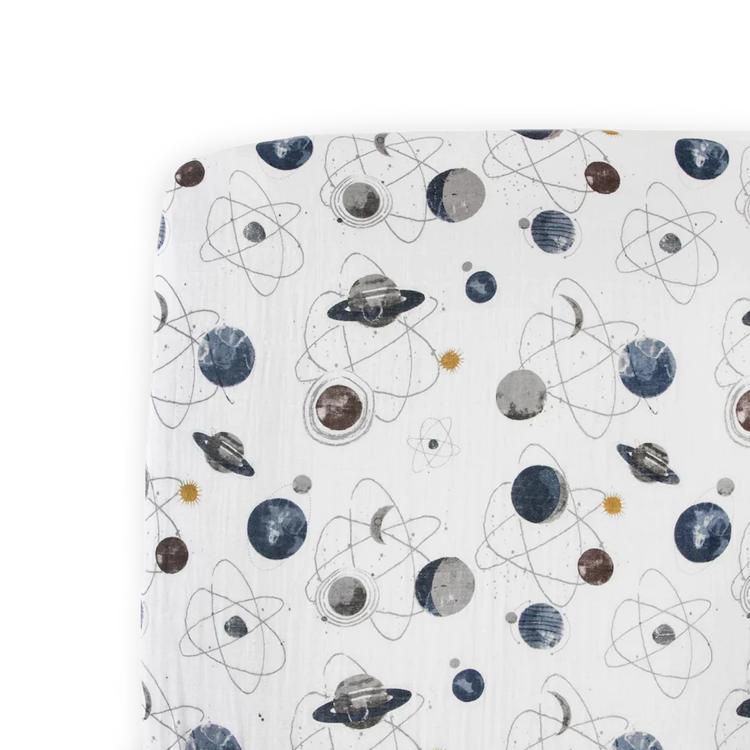 Little Unicorn Cotton Muslin Crib Sheet / Planetary
