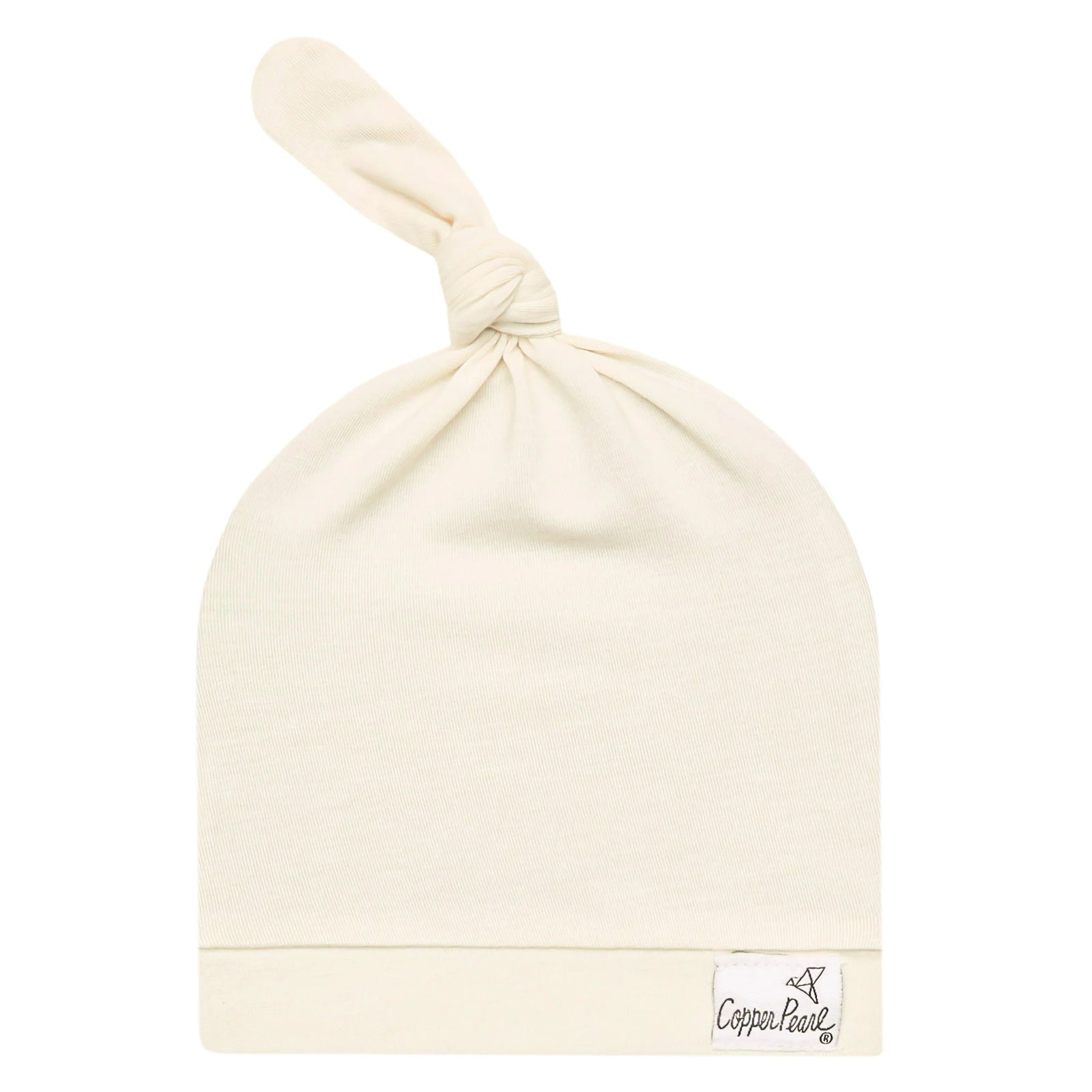 Copper Pearl Rib Knit Top Knot Hat / Cru