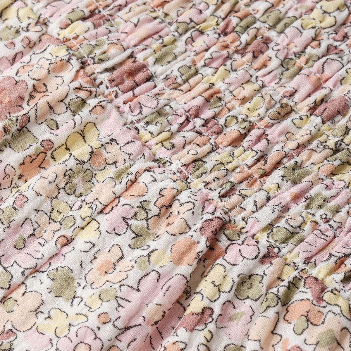 Organic Smocked Jumpsuit / Pastel Bloom