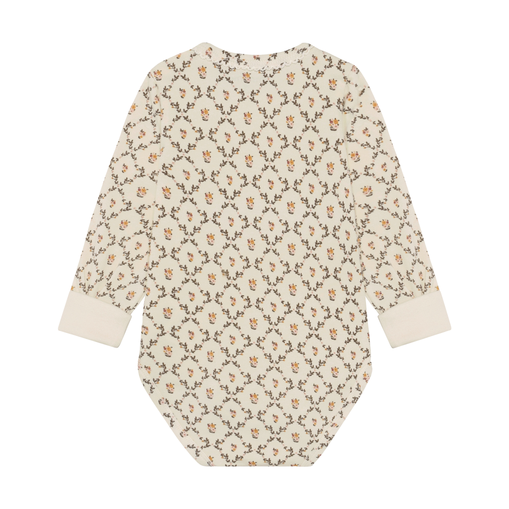 Minymo Floral Bodysuit / Seed Pearl