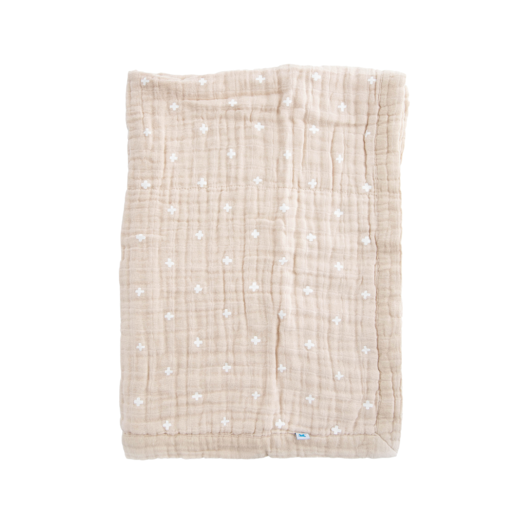Little Unicorn Cotton Muslin Baby Quilt (30"x40") / Taupe Cross